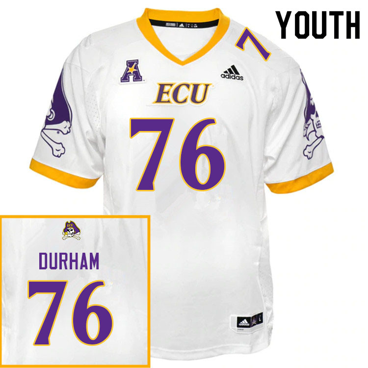 Youth #76 Avery Durham ECU Pirates College Football Jerseys Sale-White